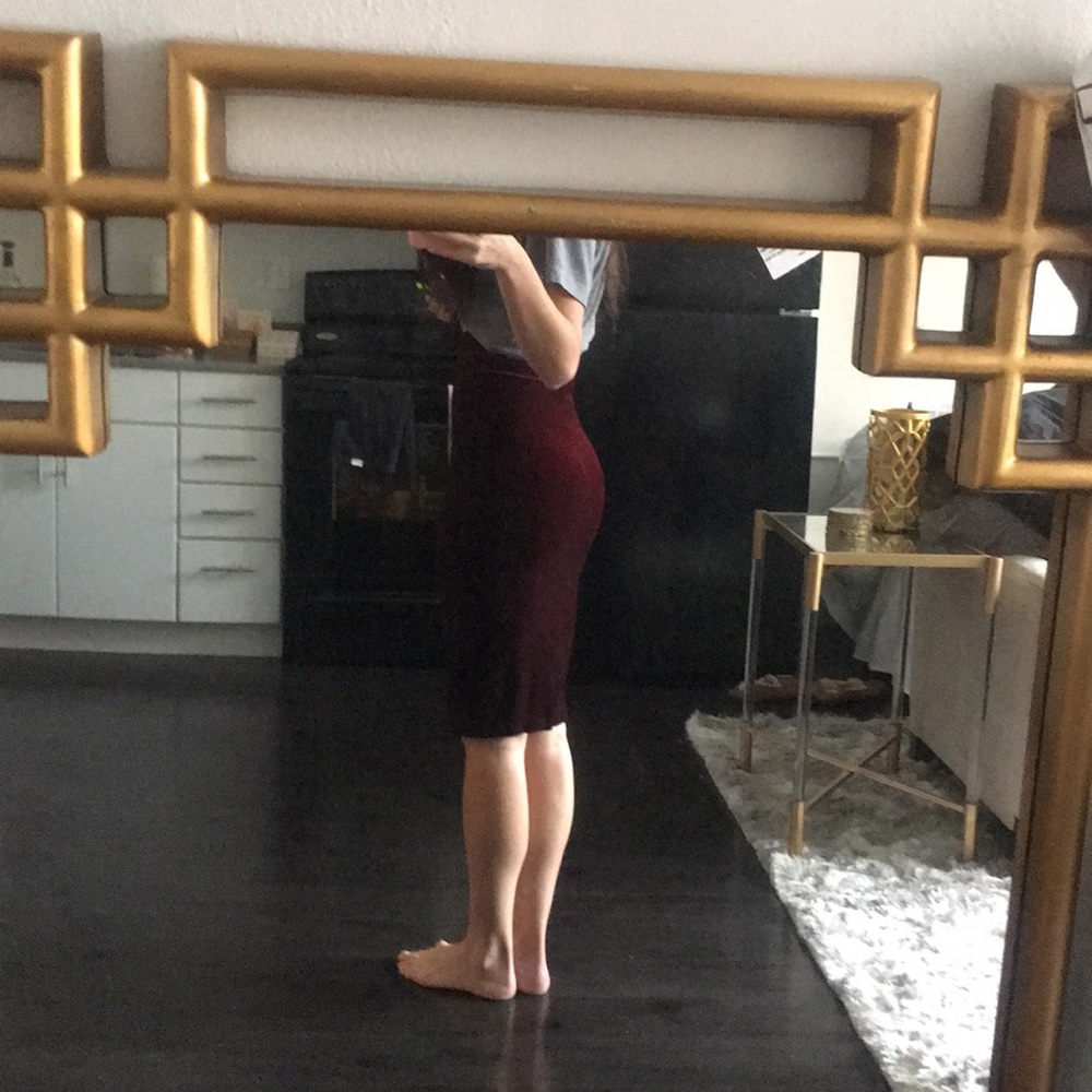 american apparel velvet pencil skirt